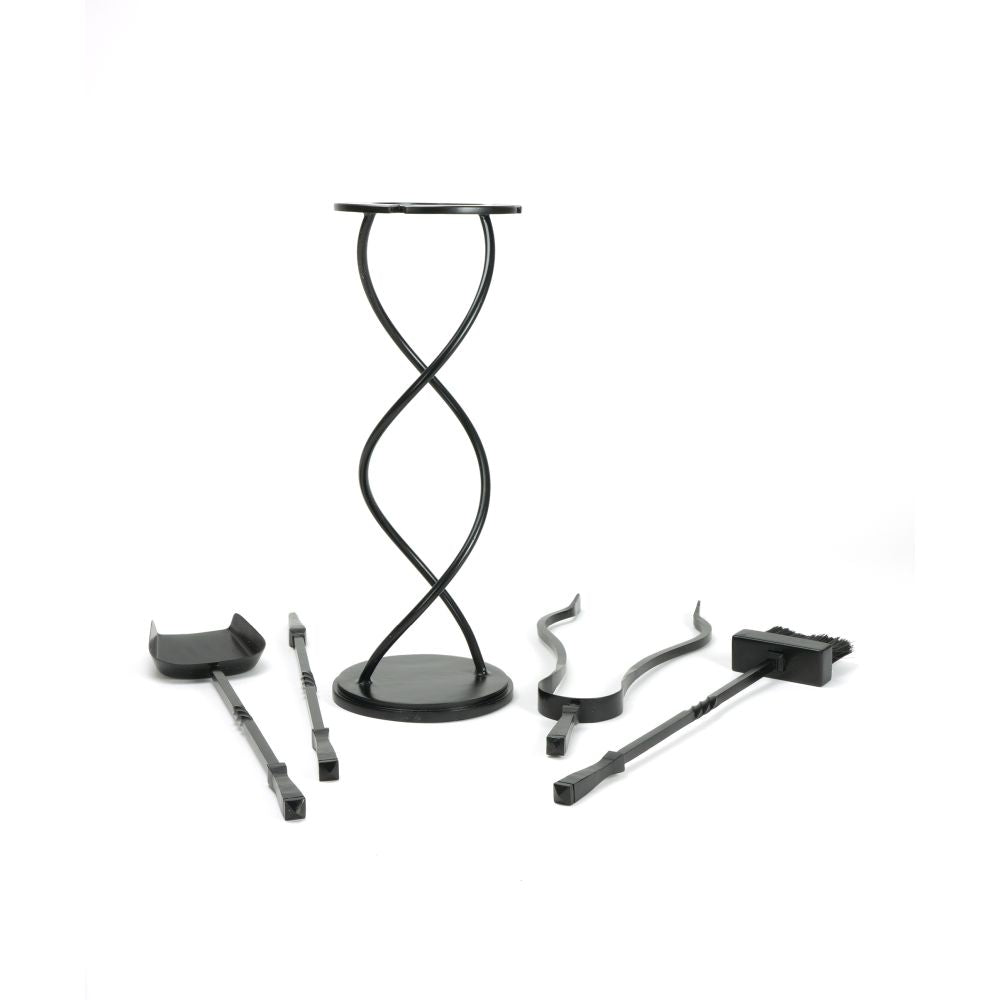 This is an image showing From The Anvil - Matt Black Spiral Companion Set - Avon Tools available from trade door handles, quick delivery and discounted prices