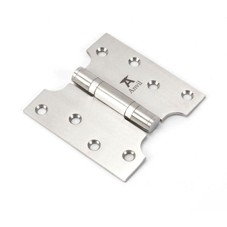 This is an image showing From The Anvil - Satin SS 4" x 2" x 4"  Parliament Hinge (pair) available from trade door handles, quick delivery and discounted prices