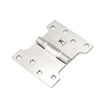 This is an image showing From The Anvil - Satin SS 4" x 3" x 5"  Parliament Hinge (pair) available from trade door handles, quick delivery and discounted prices