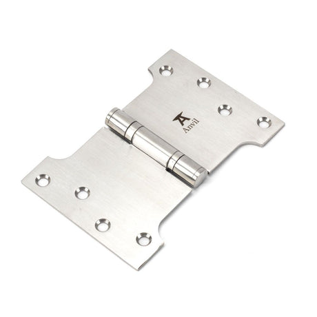 This is an image showing From The Anvil - Satin SS 4" x 4" x 6"  Parliament Hinge (pair) available from trade door handles, quick delivery and discounted prices