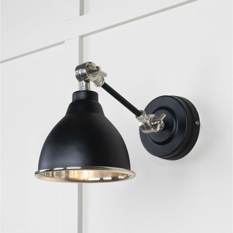 This is an image showing From The Anvil - Smooth Nickel Brindley Wall Light in Elan Black available from trade door handles, quick delivery and discounted prices