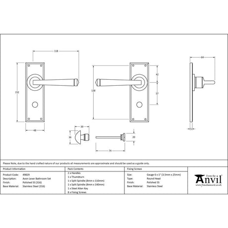 This is an image showing From The Anvil - Polished Marine SS (316) Avon Lever Bathroom Set available from trade door handles, quick delivery and discounted prices