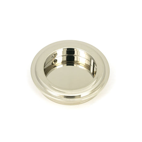 This is an image showing From The Anvil - Polished Nickel 60mm Art Deco Round Pull available from trade door handles, quick delivery and discounted prices