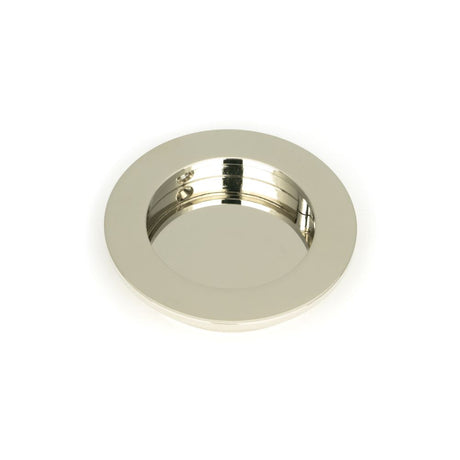 This is an image showing From The Anvil - Polished Nickel 75mm Plain Round Pull available from trade door handles, quick delivery and discounted prices