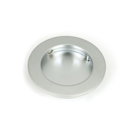 This is an image showing From The Anvil - Satin Chrome 75mm Plain Round Pull available from trade door handles, quick delivery and discounted prices