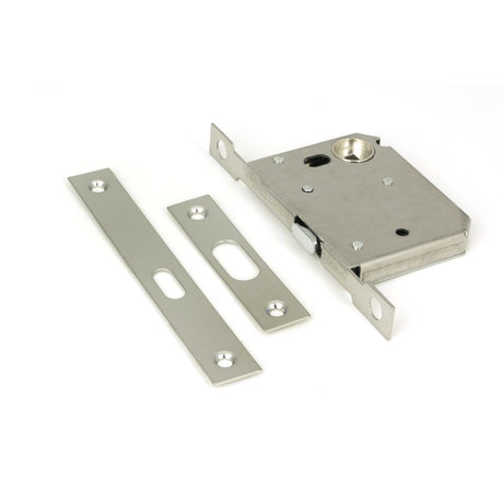 This is an image showing From The Anvil - Polished Nickel 50mm Sliding Door Lock available from trade door handles, quick delivery and discounted prices