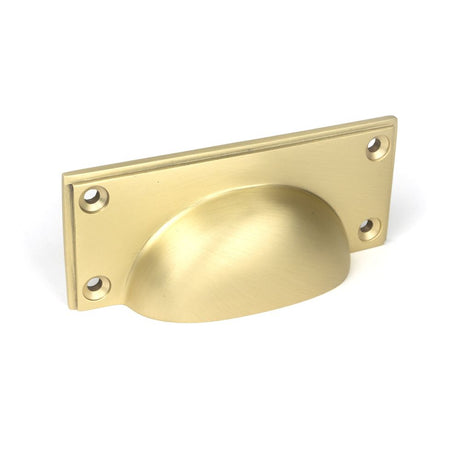 This is an image showing From The Anvil - Satin Brass Art Deco Drawer Pull available from trade door handles, quick delivery and discounted prices