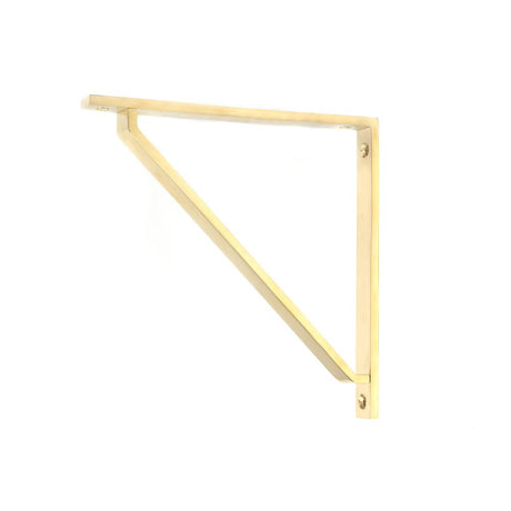This is an image showing From The Anvil - Polished Brass Barton Shelf Bracket (200mm x 200mm) available from trade door handles, quick delivery and discounted prices