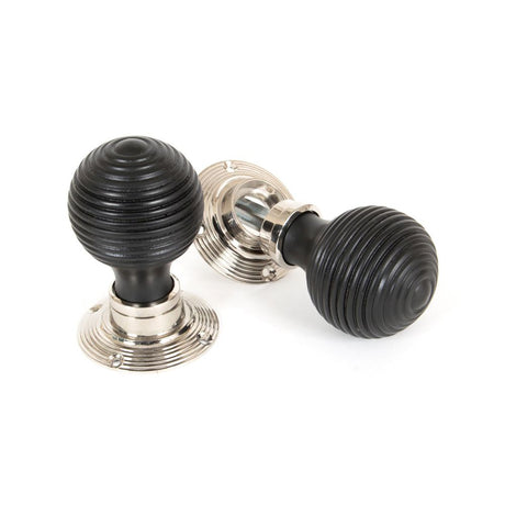 This is an image showing From The Anvil - Ebony and PN Beehive Mortice/Rim Knob Set available from trade door handles, quick delivery and discounted prices