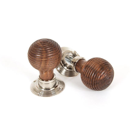 This is an image showing From The Anvil - Rosewood and PN Beehive Mortice/Rim Knob Set available from trade door handles, quick delivery and discounted prices
