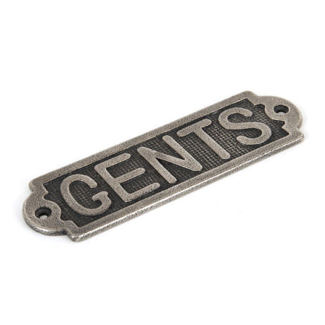 This is an image showing From The Anvil - Antique Pewter Gents Sign available from trade door handles, quick delivery and discounted prices