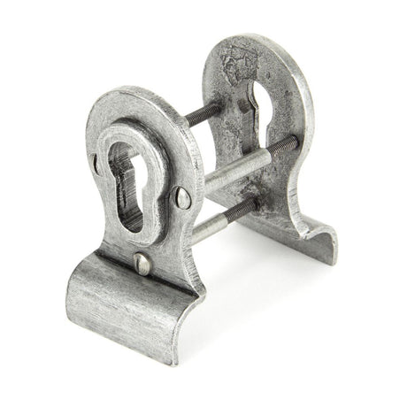 This is an image showing From The Anvil - Pewter 50mm Euro Door Pull (Back to Back fixings) available from trade door handles, quick delivery and discounted prices