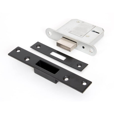 This is an image showing From The Anvil - Black 3" BS 5 Lever Deadlock KA available from trade door handles, quick delivery and discounted prices