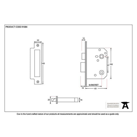 This is an image showing From The Anvil - Electro Brassed 3" Bathroom Mortice Lock available from trade door handles, quick delivery and discounted prices