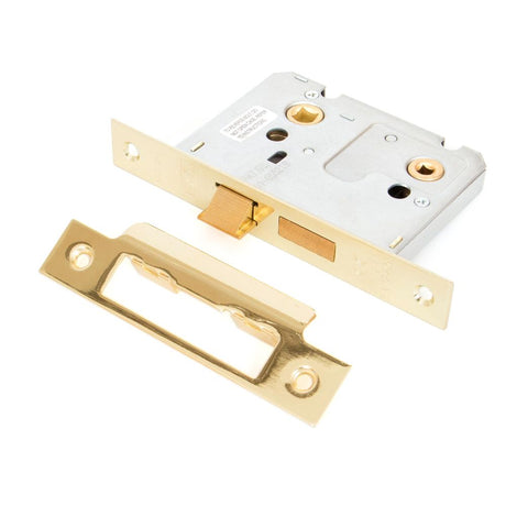 This is an image showing From The Anvil - Electro Brassed 3" Bathroom Mortice Lock available from trade door handles, quick delivery and discounted prices