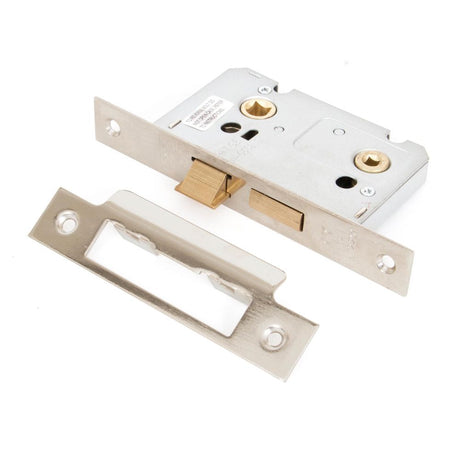 This is an image showing From The Anvil - Nickel 2.5" Bathroom Mortice Lock available from trade door handles, quick delivery and discounted prices