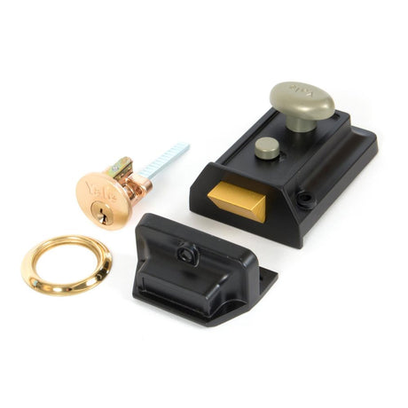 This is an image showing From The Anvil - Black Traditional Case Night Latch available from trade door handles, quick delivery and discounted prices