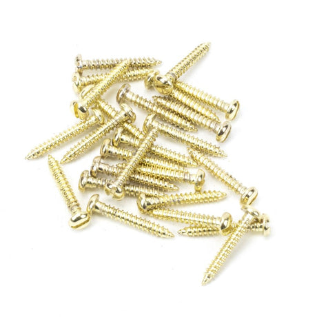 This is an image showing From The Anvil - Polished Brass SS 4x?" Round Head Screws (25) available from trade door handles, quick delivery and discounted prices