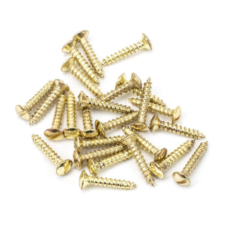 This is an image showing From The Anvil - Polished Brass SS 4x?" Countersunk Raised Head Screws (25) available from trade door handles, quick delivery and discounted prices