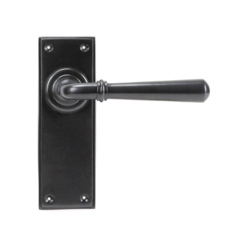 This is an image showing From The Anvil - Aged Bronze Newbury Lever Latch Set available from trade door handles, quick delivery and discounted prices