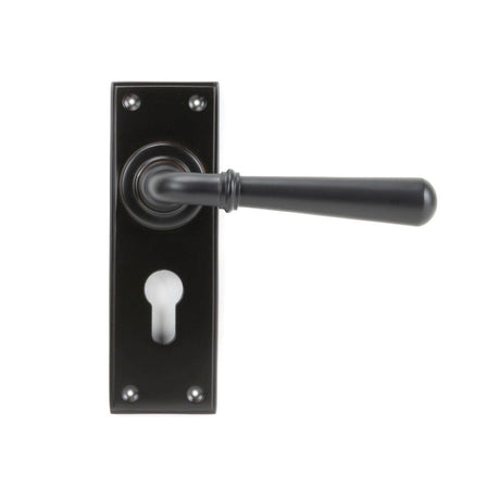 This is an image showing From The Anvil - Aged Bronze Newbury Lever Euro Lock Set available from trade door handles, quick delivery and discounted prices
