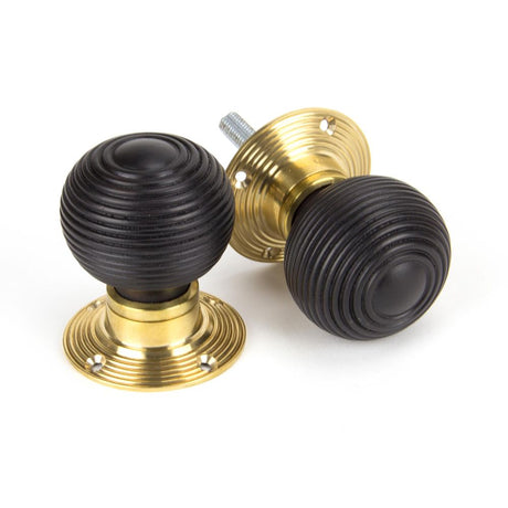 This is an image showing From The Anvil - Ebony and PB Cottage Mortice/Rim Knob Set - Small available from trade door handles, quick delivery and discounted prices