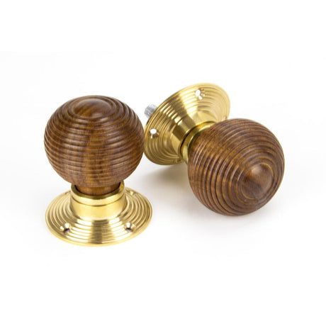 This is an image showing From The Anvil - Rosewood and PB Cottage Mortice/Rim Knob Set - Small available from trade door handles, quick delivery and discounted prices