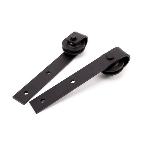 This is an image showing From The Anvil - 100kg Black Sliding Door Hardware Kit (2m Track) available from trade door handles, quick delivery and discounted prices