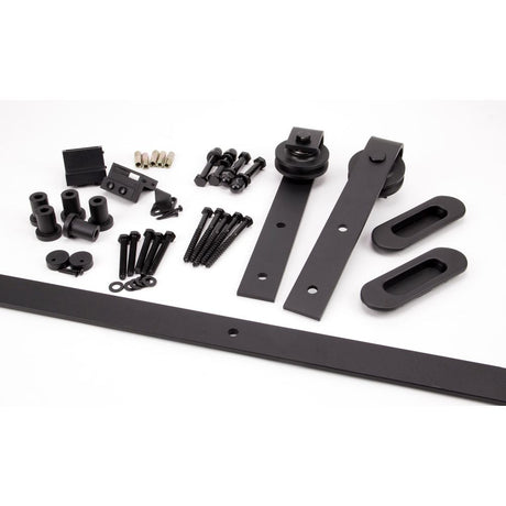 This is an image showing From The Anvil - 100kg Black Sliding Door Hardware Kit (3m Track) available from trade door handles, quick delivery and discounted prices