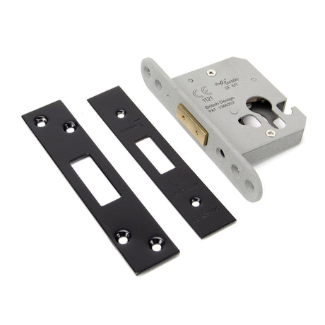 This is an image showing From The Anvil - Black 2.5" Euro Profile Dead Lock available from trade door handles, quick delivery and discounted prices