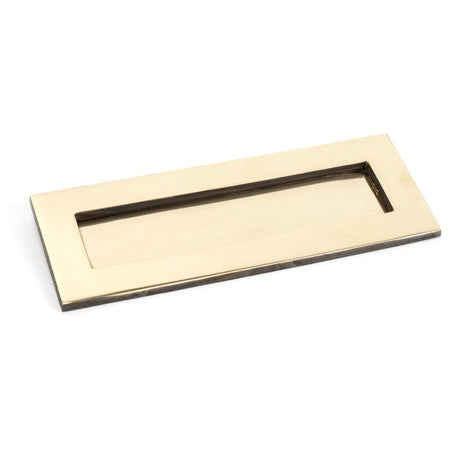 This is an image showing From The Anvil - Aged Brass Small Letter Plate available from trade door handles, quick delivery and discounted prices