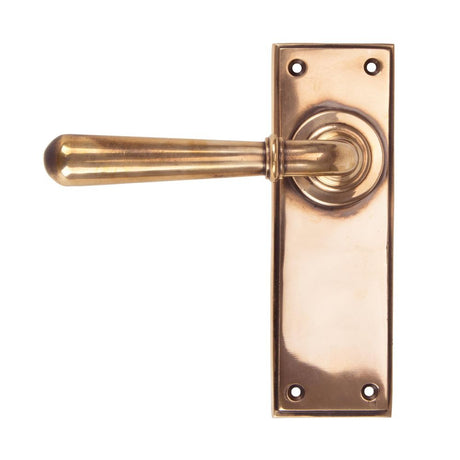 This is an image showing From The Anvil - Polished Bronze Newbury Lever Latch Set available from trade door handles, quick delivery and discounted prices