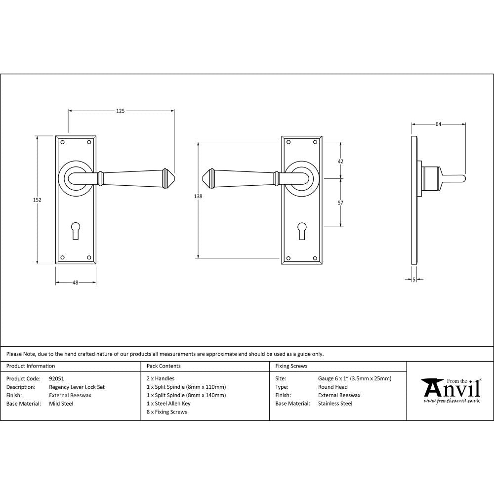 This is an image showing From The Anvil - External Beeswax Regency Lever Lock Set available from trade door handles, quick delivery and discounted prices