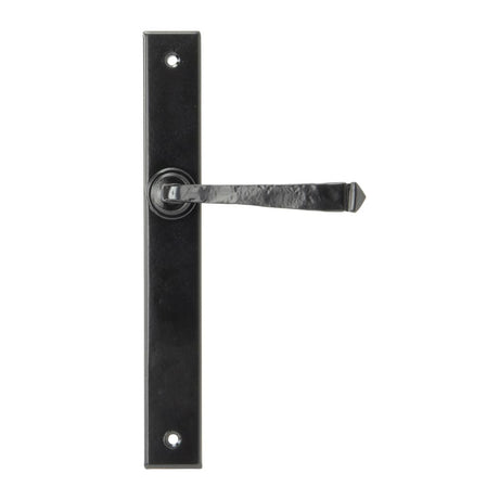 This is an image showing From The Anvil - Black Avon Slimline Lever Latch Set available from trade door handles, quick delivery and discounted prices