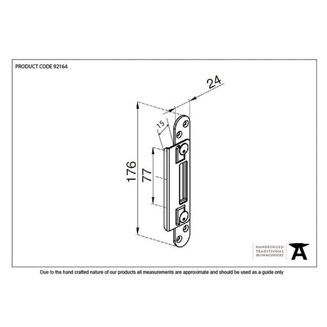 This is an image showing From The Anvil - BZP Winkhaus Heritage Hook Strike Keep 44mm Door available from trade door handles, quick delivery and discounted prices