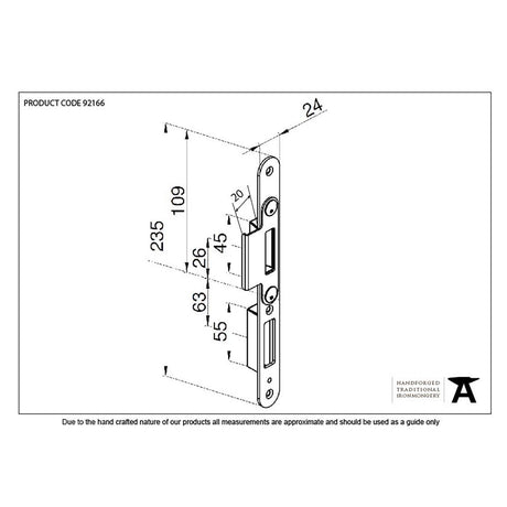 This is an image showing From The Anvil - BZP Winkhaus Centre Latch Keep RH 56mm Door available from trade door handles, quick delivery and discounted prices