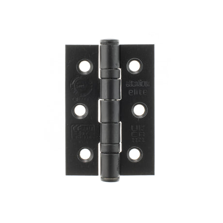 This is an image of Atlantic CE FIRE RATED Ball Bearing Hinges 3" x 2" x 2mm - Matt Black available to order from Trade Door Handles.