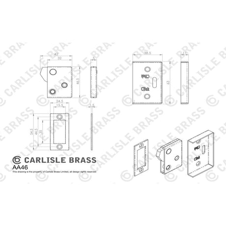 This image is a line drwaing of a Carlisle Brass - Easi-Keep Latch - Polished Chrome available to order from Trade Door Handles in Kendal