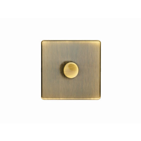 This is an image showing Eurolite Concealed 3mm 1 Gang Dimmer - Antique Brass (With Black Trim) ab1d400 available to order from trade door handles, quick delivery and discounted prices.