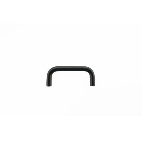 This is an image of Atlantic D Cabinet Pull Handle 65mm x 8mm - Matt Black available to order from Trade Door Handles.