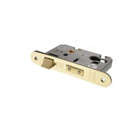This is an image of Atlantic Euro Radius Corner Sashlock [CE] 2.5" - Polished Brass available to order from Trade Door Handles.