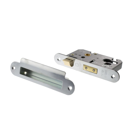This is an image of Atlantic Euro Radius Corner Sashlock [CE] 2.5" - Satin Chrome available to order from Trade Door Handles.