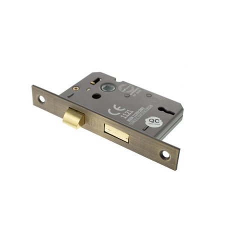 This is an image of Atlantic 3 Lever Key Sashlock [CE] 2.5" - Matt Antique Brass available to order from Trade Door Handles.