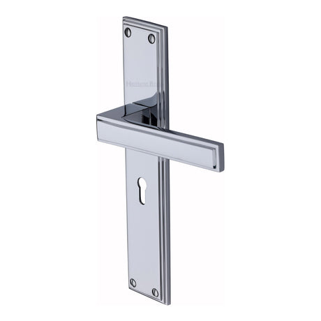 This is an image of a Heritage Brass - Atlantis Long Lever Lock Polished Chrome finish, atl6700-pc that is available to order from Trade Door Handles in Kendal.
