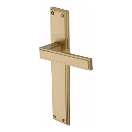 This is an image of a Heritage Brass - Atlantis Long Lever Latch Satin Brass finish, atl6710-sb that is available to order from Trade Door Handles in Kendal.