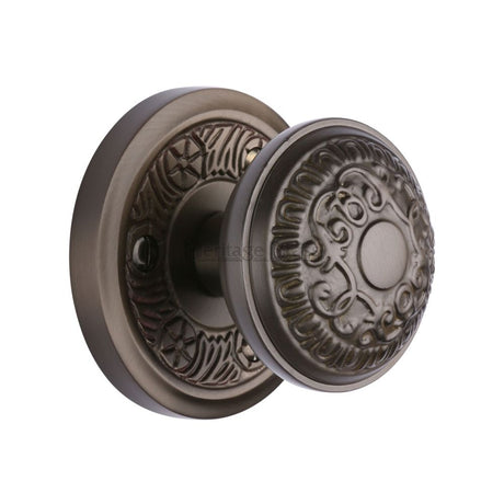 This is an image of a Heritage Brass - Mortice Knob on Rose Aydon Design Matt Bronze Finish, ayd1324-mb that is available to order from Trade Door Handles in Kendal.