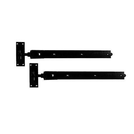 This is an image of Spira Brass - Hook and Band Hinge - Straight 8" - 200mm Black   available to order from trade door handles, quick delivery and discounted prices.