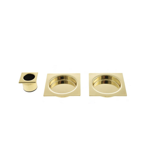 This is an image of AGB Sliding Door Flush Pull Square - Polished Brass available to order from Trade Door Handles.