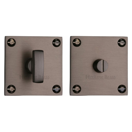 This is an image of a Heritage Brass - Square Low profile Thumbturn & Emergency Release Matt Bronze Fi, bau1555-mb that is available to order from Trade Door Handles in Kendal.