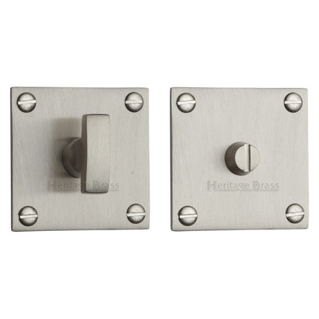 This is an image of a Heritage Brass - Square Low profile Thumbturn & Emergency Release Satin Nickel Fi, bau1555-sn that is available to order from Trade Door Handles in Kendal.
